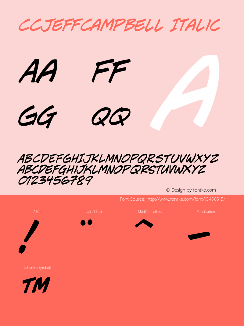 CCJeffCampbell Italic Version 001.000 Font Sample