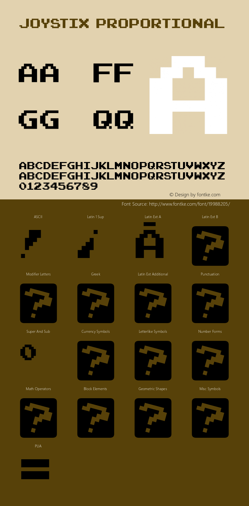 JoystixProportional-Regular Version 4.001 Font Sample