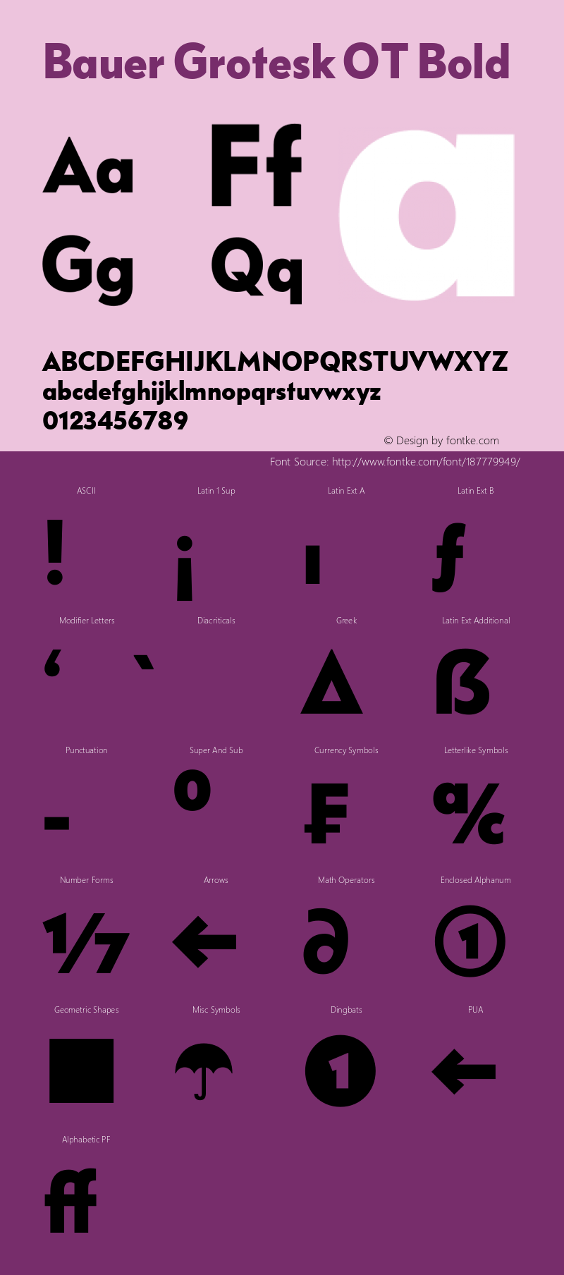 Bauer Grotesk OT Bold Version 7.700, build 1040, FoPs, FL 5.04图片样张