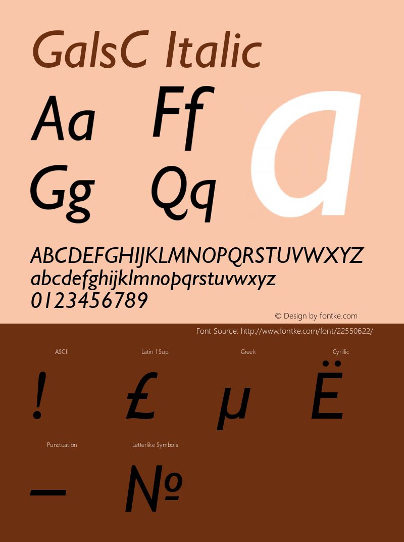 GalsC Italic Version 004.001 Font Sample