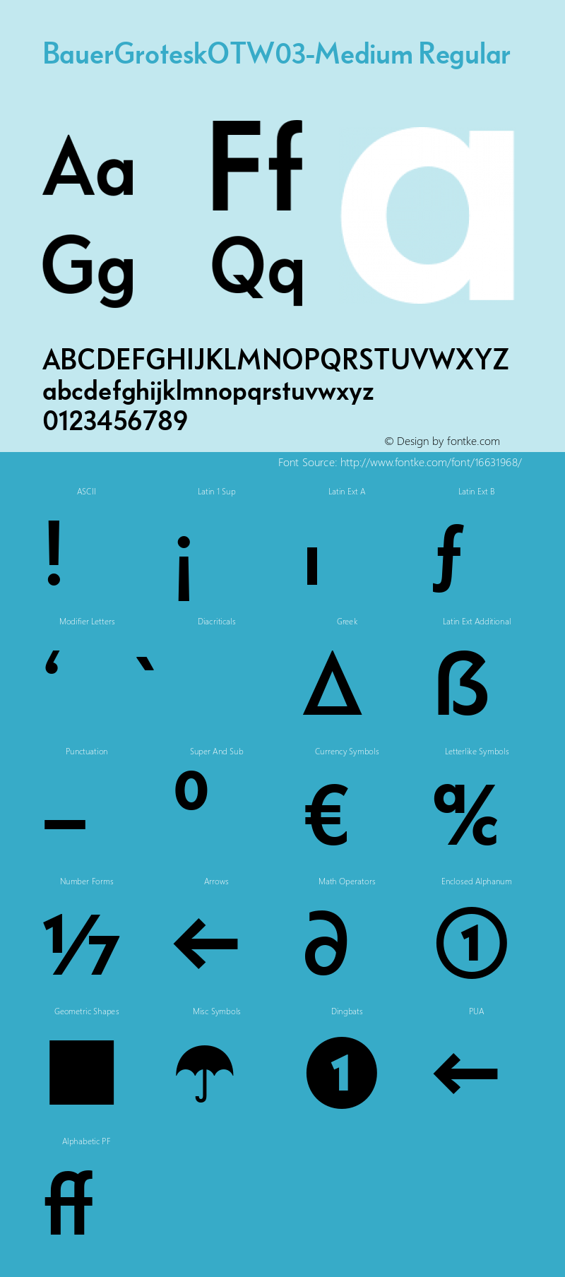 BauerGroteskOTW03-Medium Regular Version 7.504 Font Sample