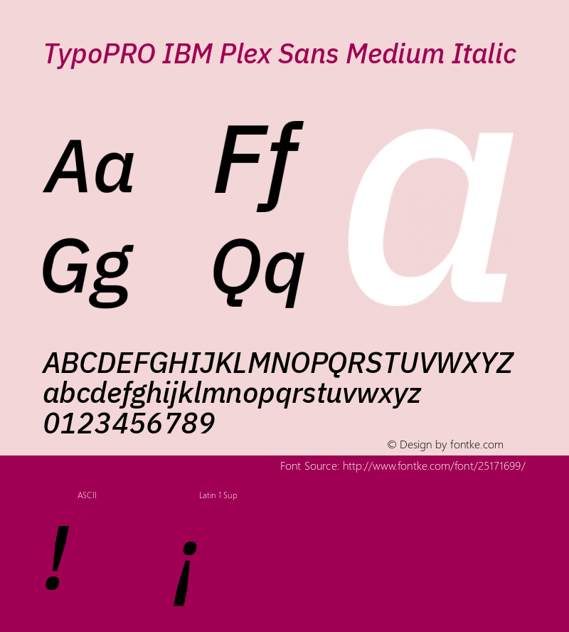 TypoPRO IBM Plex Sans Medium Italic Version 1.000 Font Sample