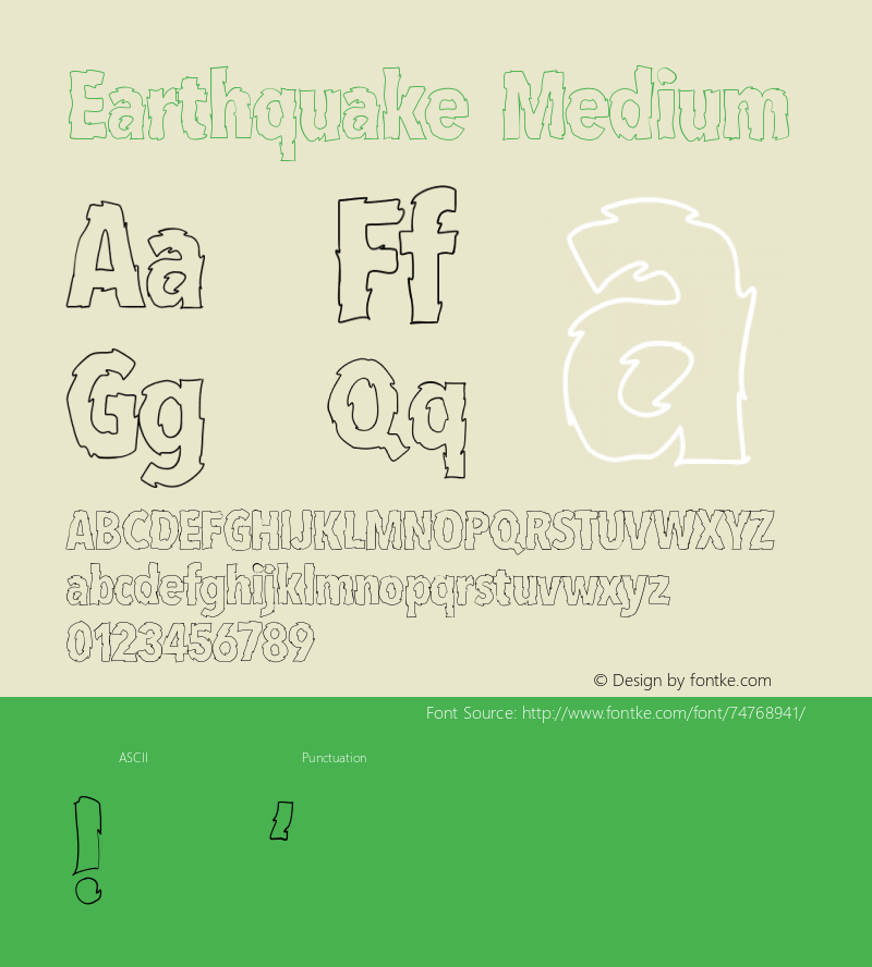 Earthquake Version 001.000 Font Sample