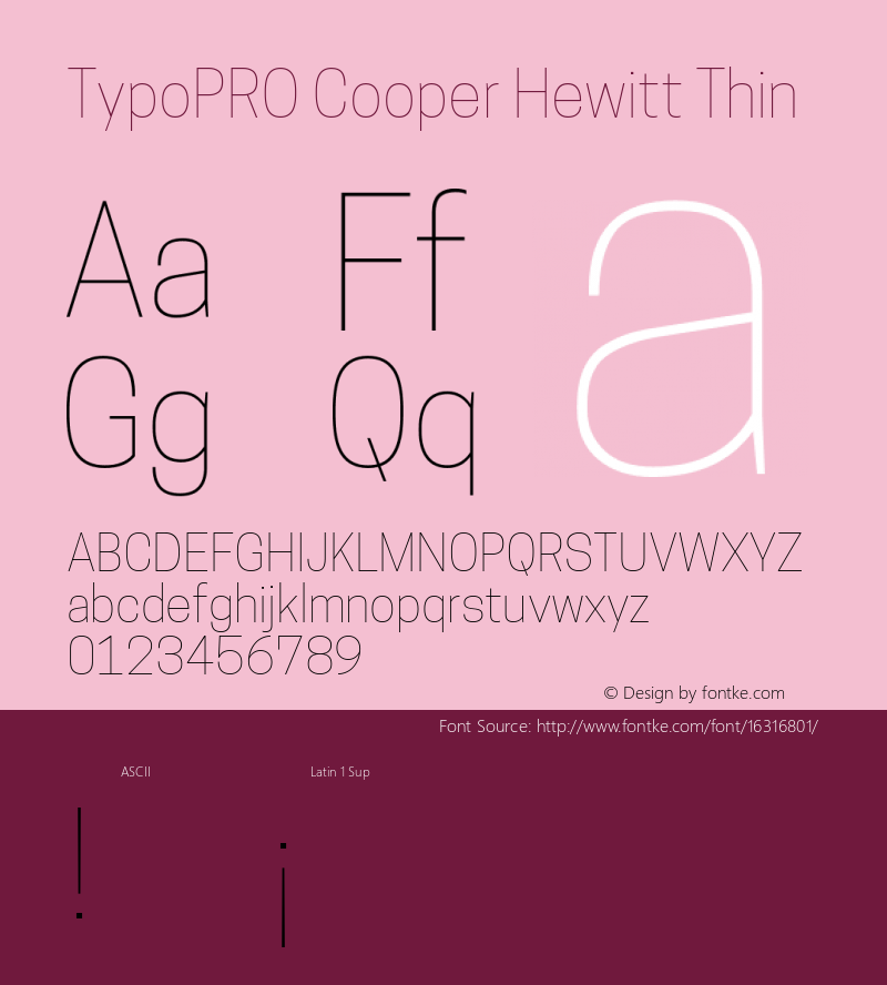 TypoPRO Cooper Hewitt Thin 1.000 Font Sample