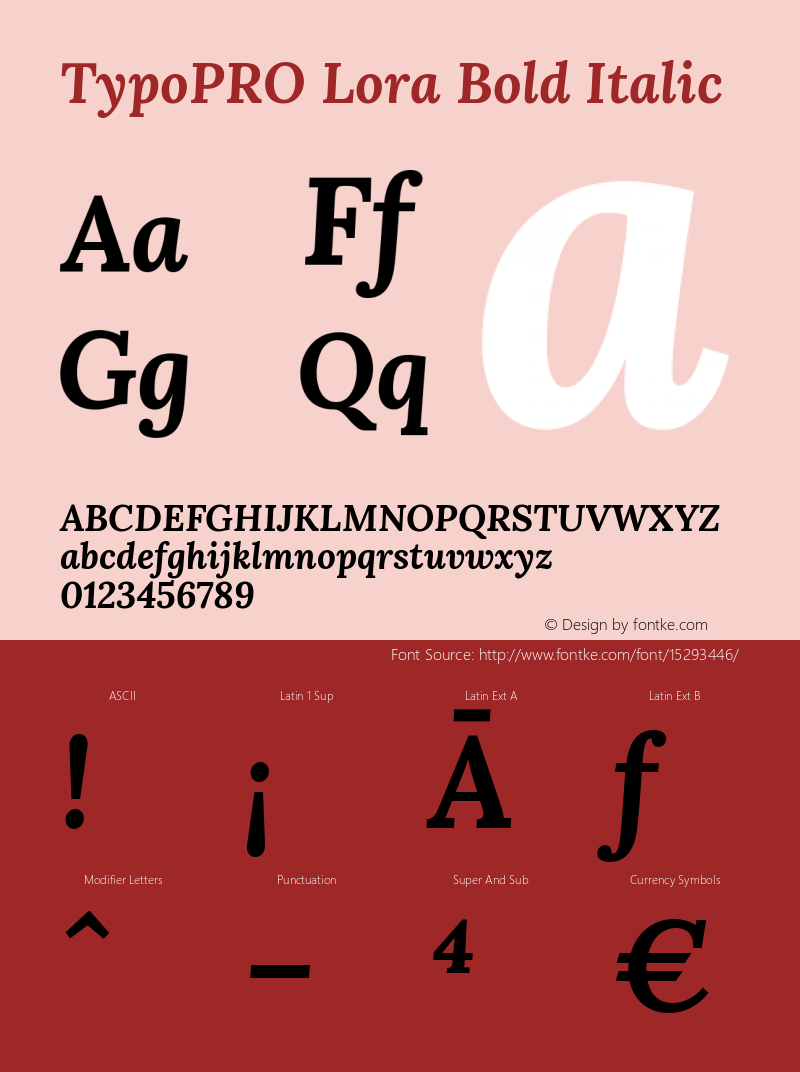 TypoPRO Lora Bold Italic Version 1.014 Font Sample