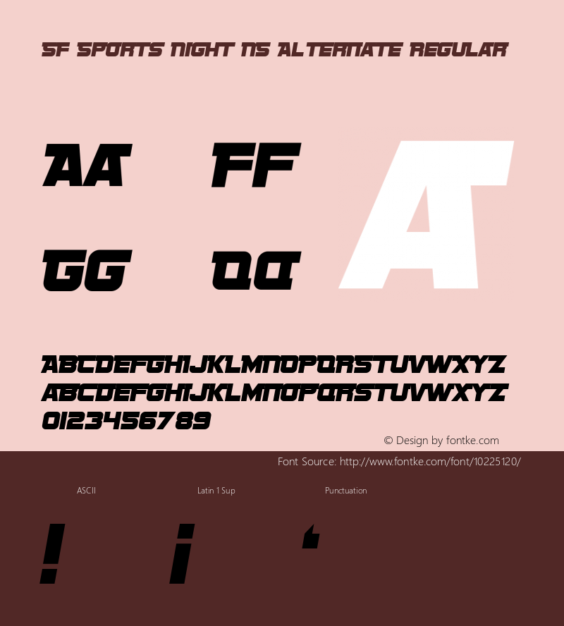 SF Sports Night NS Alternate Regular Version 1.1 Font Sample