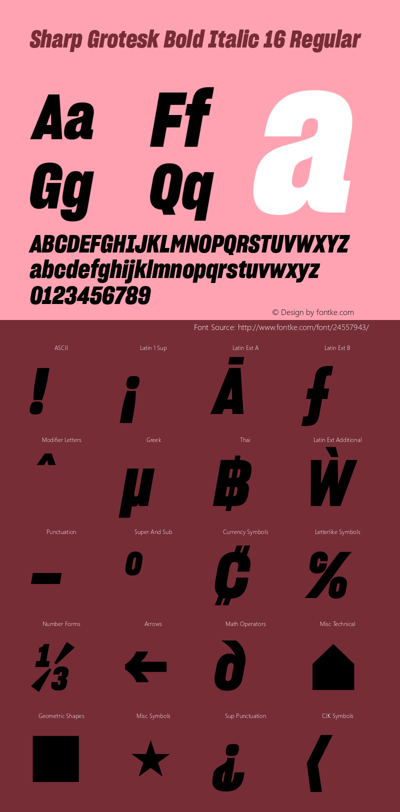 Sharp Grotesk Bold Italic 16 Regular Version 1.001;PS 1.000;hotconv 16.6.51;makeotf.lib2.5.65220 Font Sample
