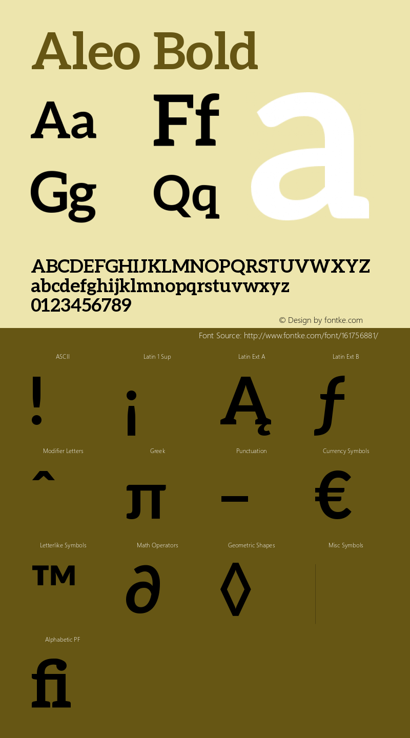 Aleo Bold Version 1.1 Font Sample