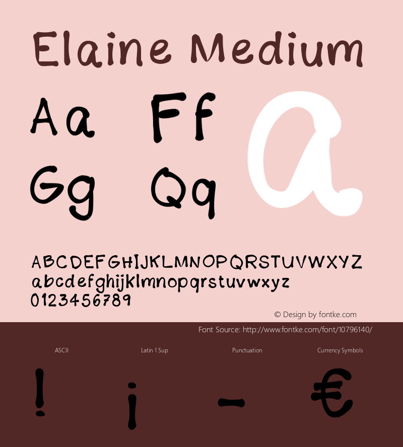 Elaine Medium Version 001.000 Font Sample