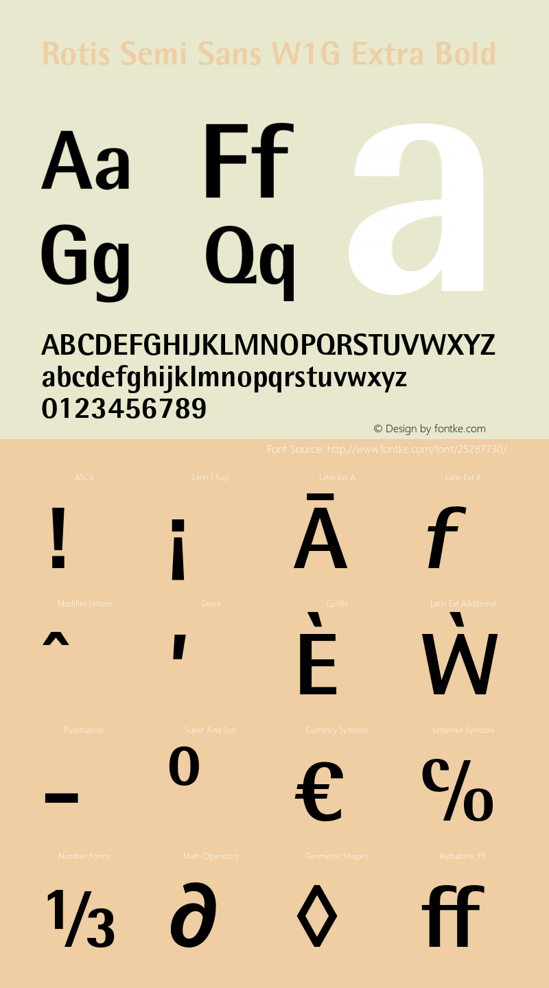 RotisSemiSansW1G-XBold Version 1.000 Font Sample