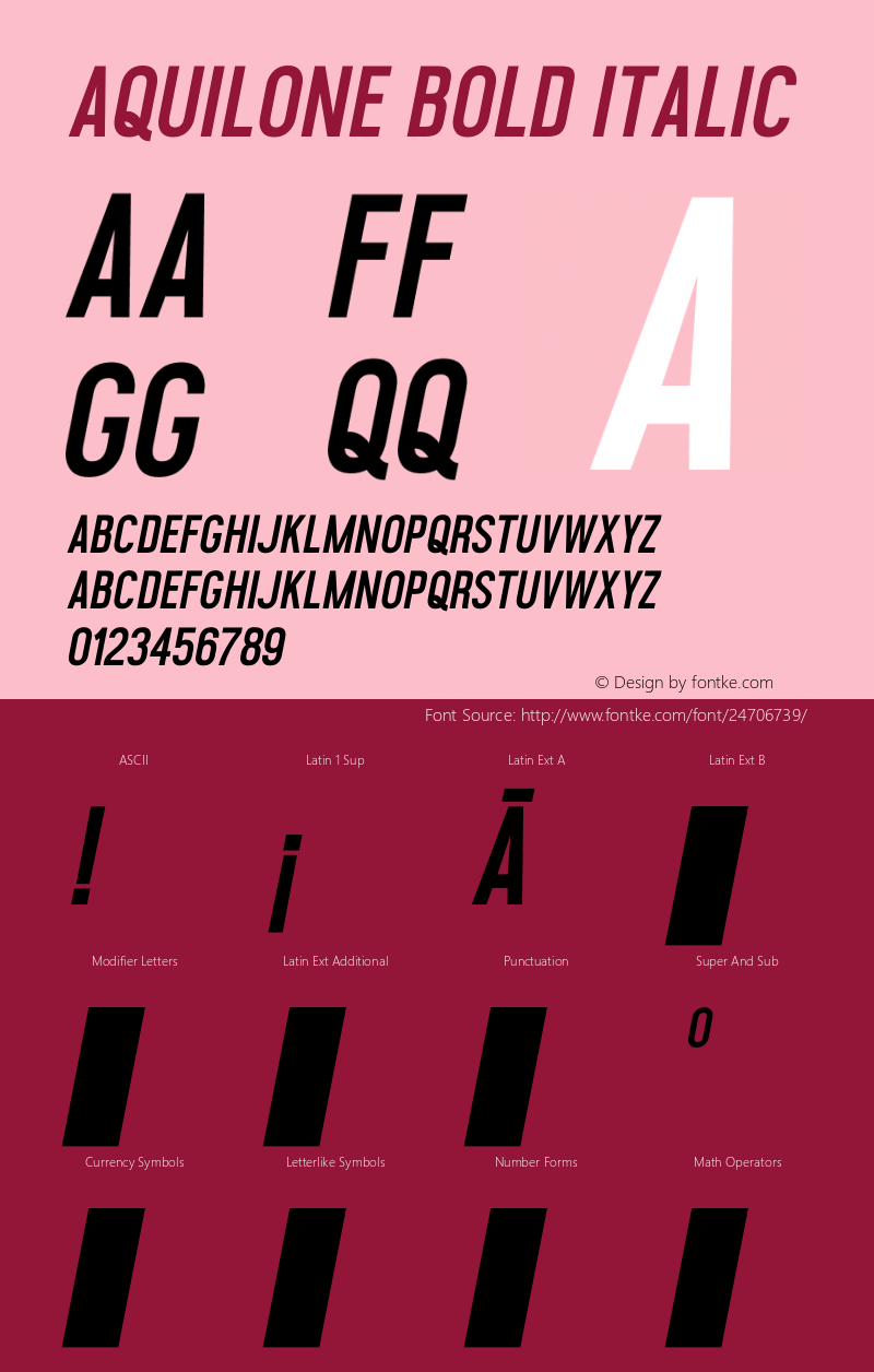 Aquilone Bold Italic 1.000 Font Sample