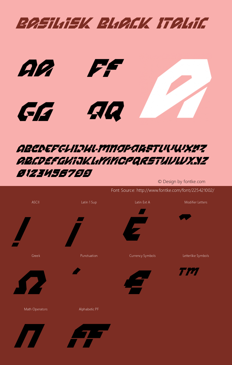 Basilisk Black Italic Version 1.001;Fontself Maker 3.5.7图片样张