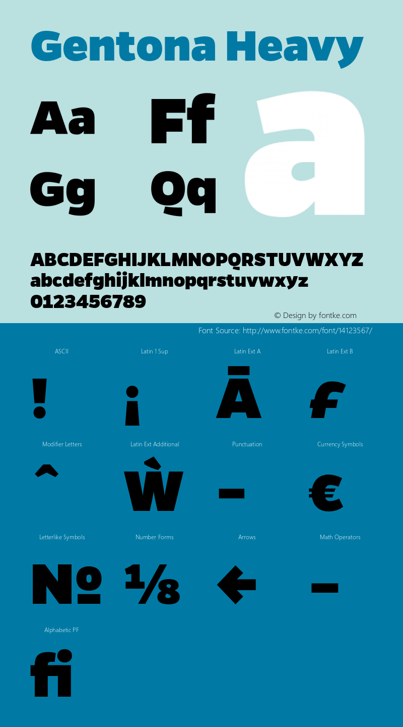 Gentona Heavy Version 1.001;PS 001.001;hotconv 1.0.70;makeotf.lib2.5.58329 Font Sample