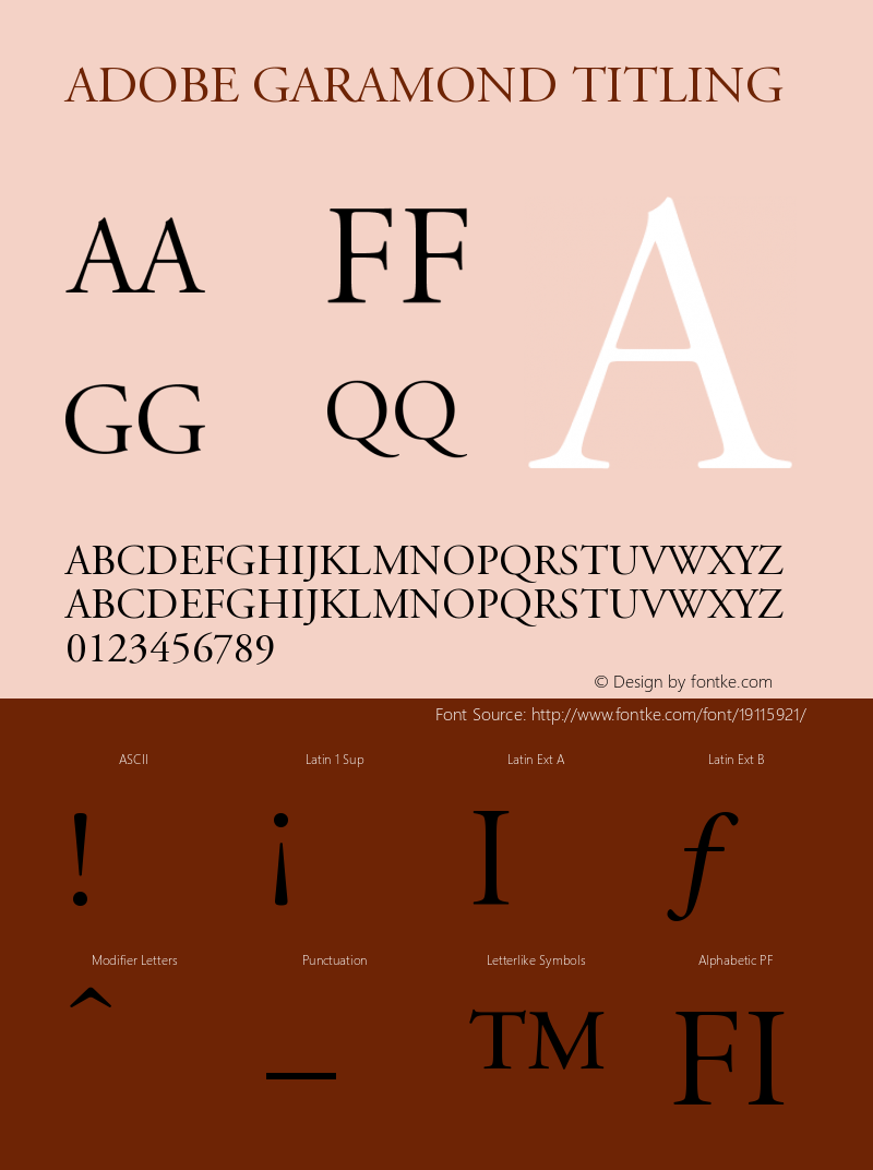 Adobe Garamond Titling Capitals Version 001.002 Font Sample