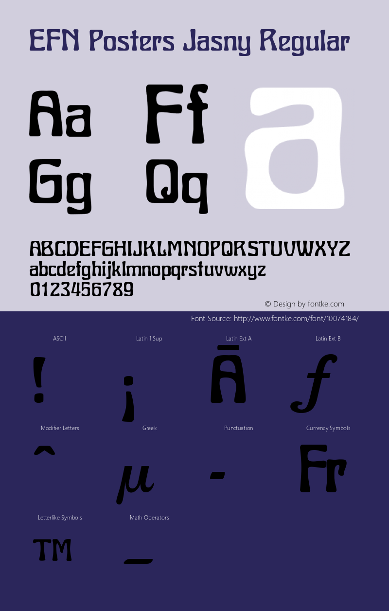 EFN Posters Jasny Regular Version 2.0; 2000 Font Sample