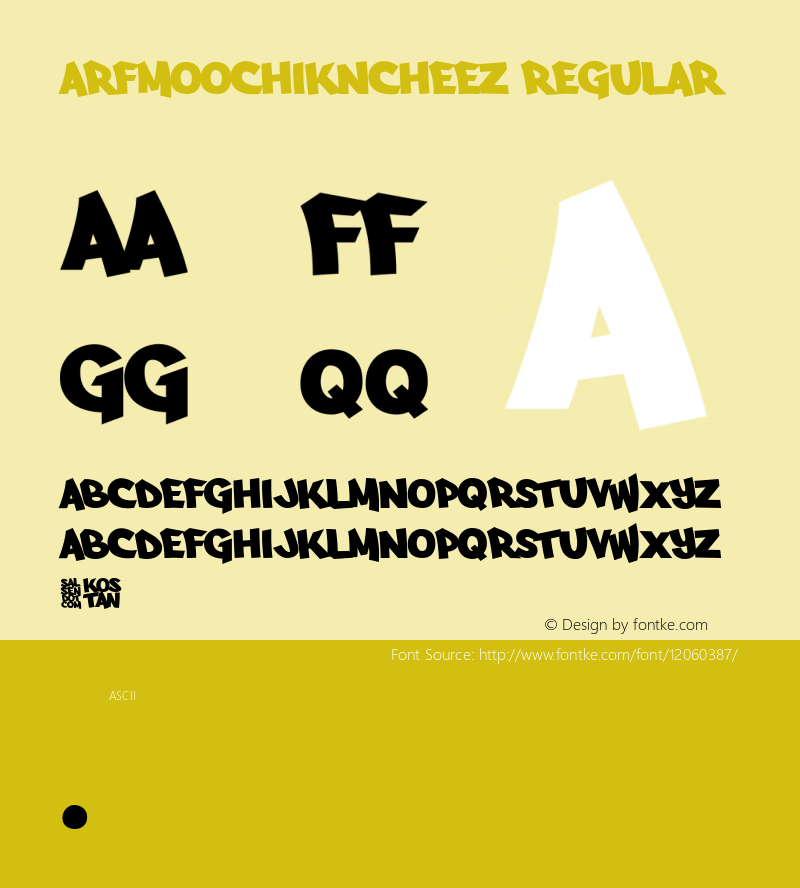 Arfmoochikncheez Regular Version 001.000 Font Sample