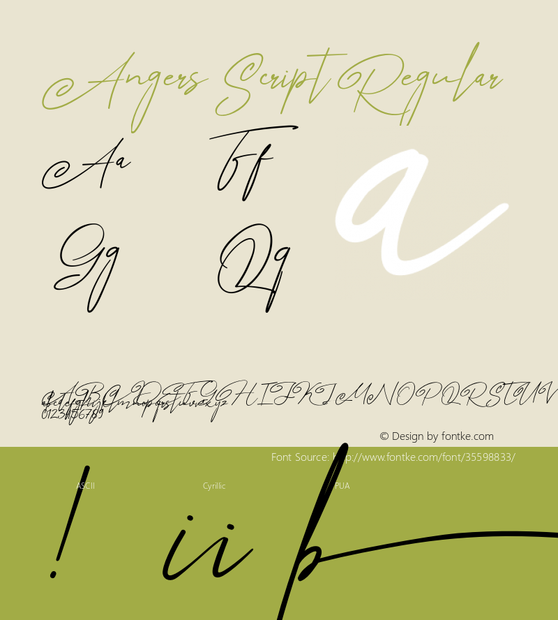 Angers Script Version 1.000 Font Sample