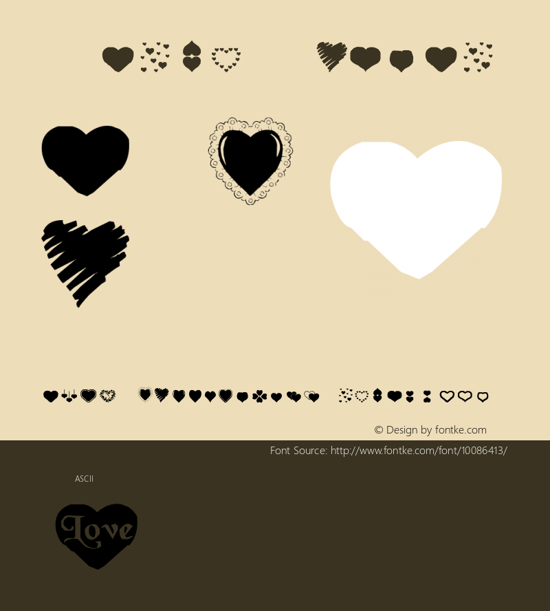 Hearts Regular Version 1.00, Freeware Font Sample