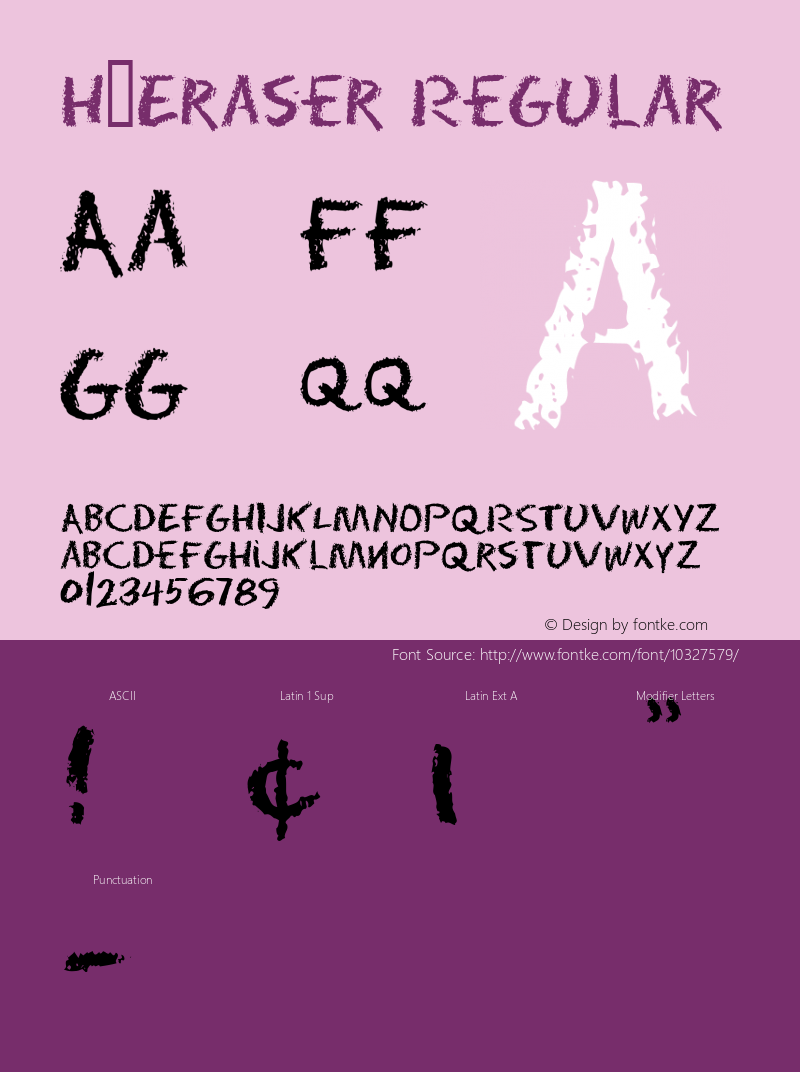 H_Eraser Regular 1997.01.19 Font Sample