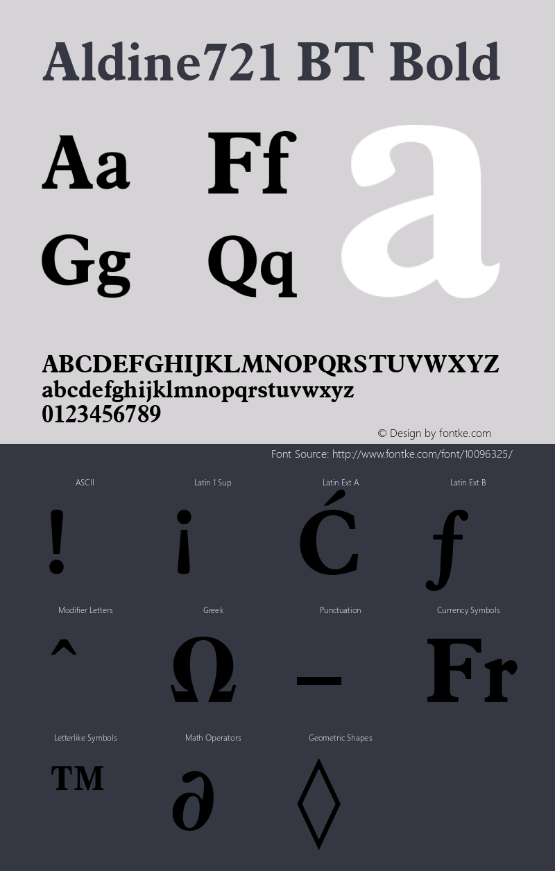 Aldine721 BT Bold Version 2.001 mfgpctt 4.4 Font Sample