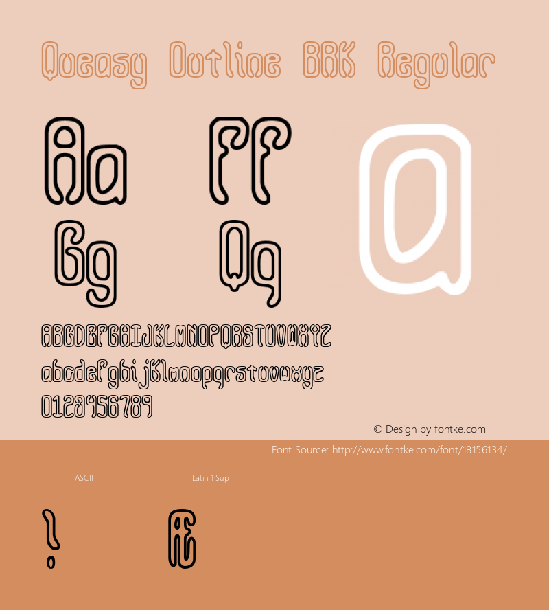 Queasy Outline BRK Regular Version 4.21 Font Sample