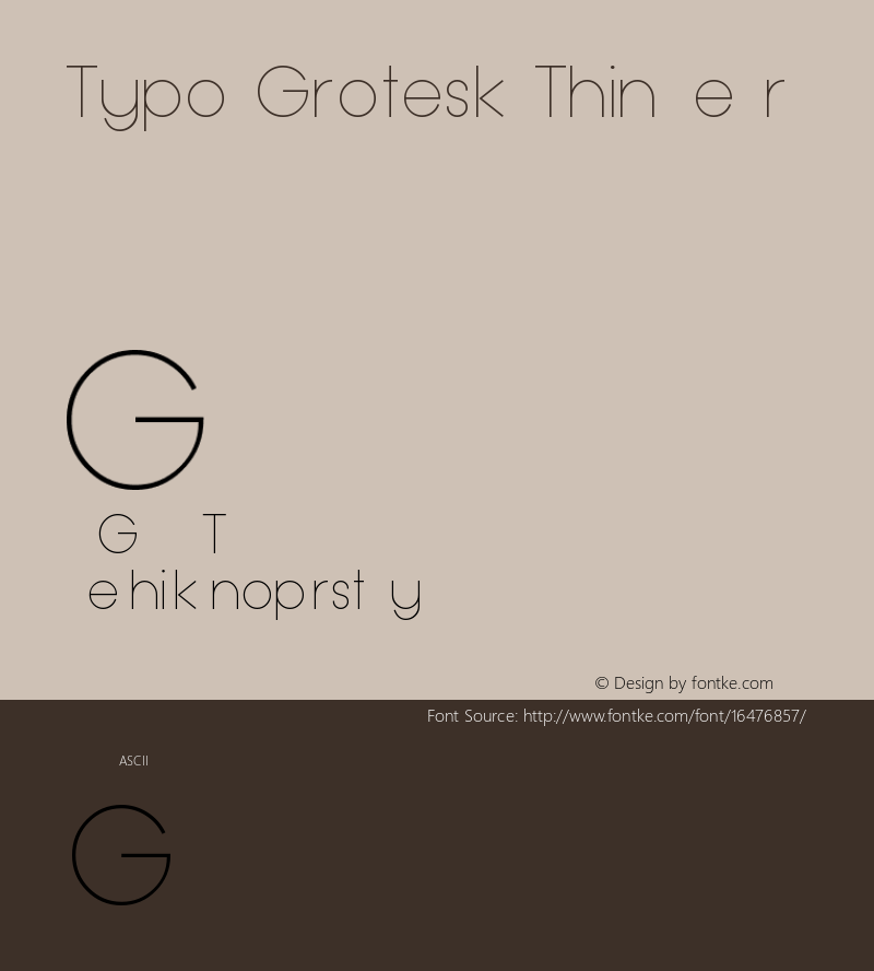 Typo Grotesk Thin Regular Version 1.00 February 21, 2015, initial release Font Sample