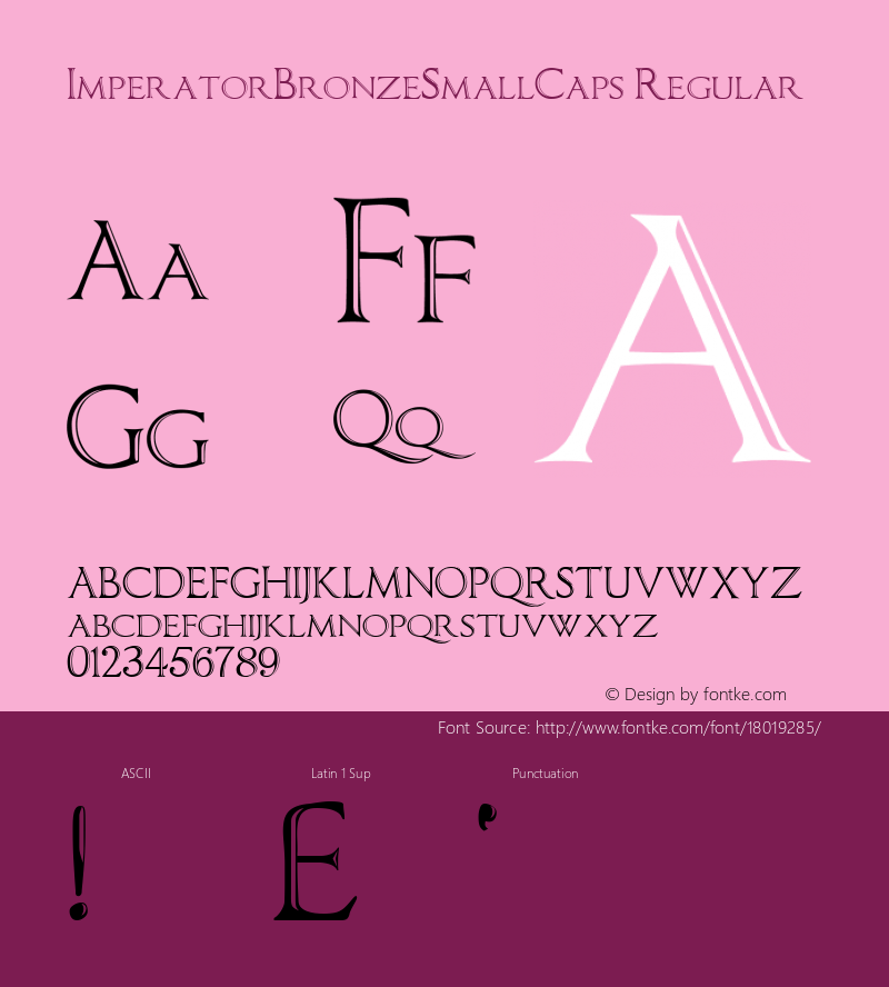 ImperatorBronzeSmallCaps Regular Version 1.00 Font Sample