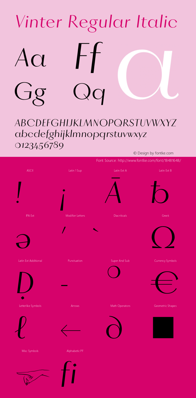 Vinter Regular Italic Version 1.000;PS 2.001;hotconv 1.0.86;makeotf.lib2.5.63406 Font Sample