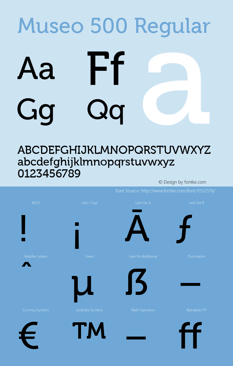 Museo 500 Regular 1.071 Font Sample