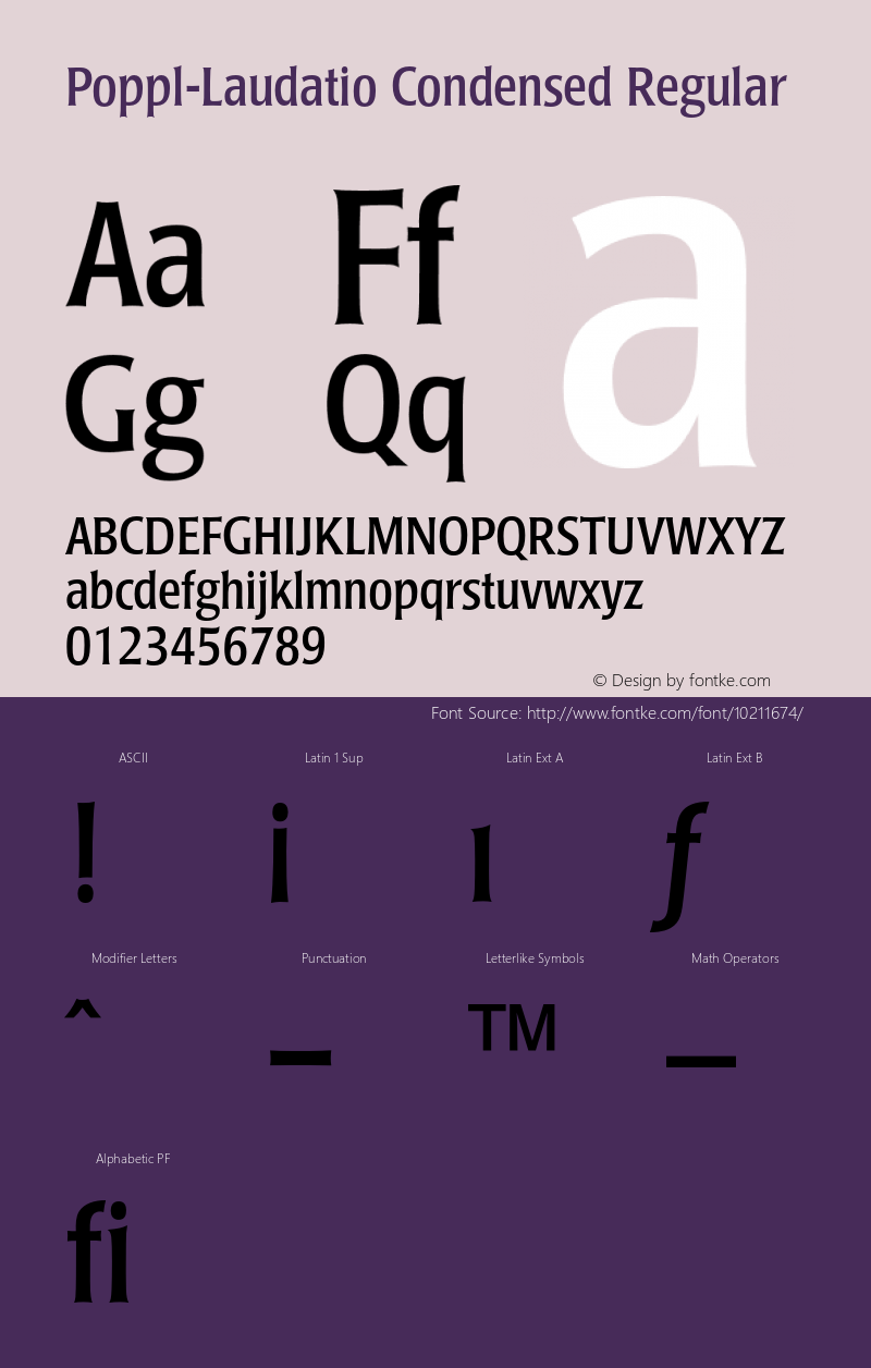 Poppl-Laudatio Condensed Regular 001.000 Font Sample