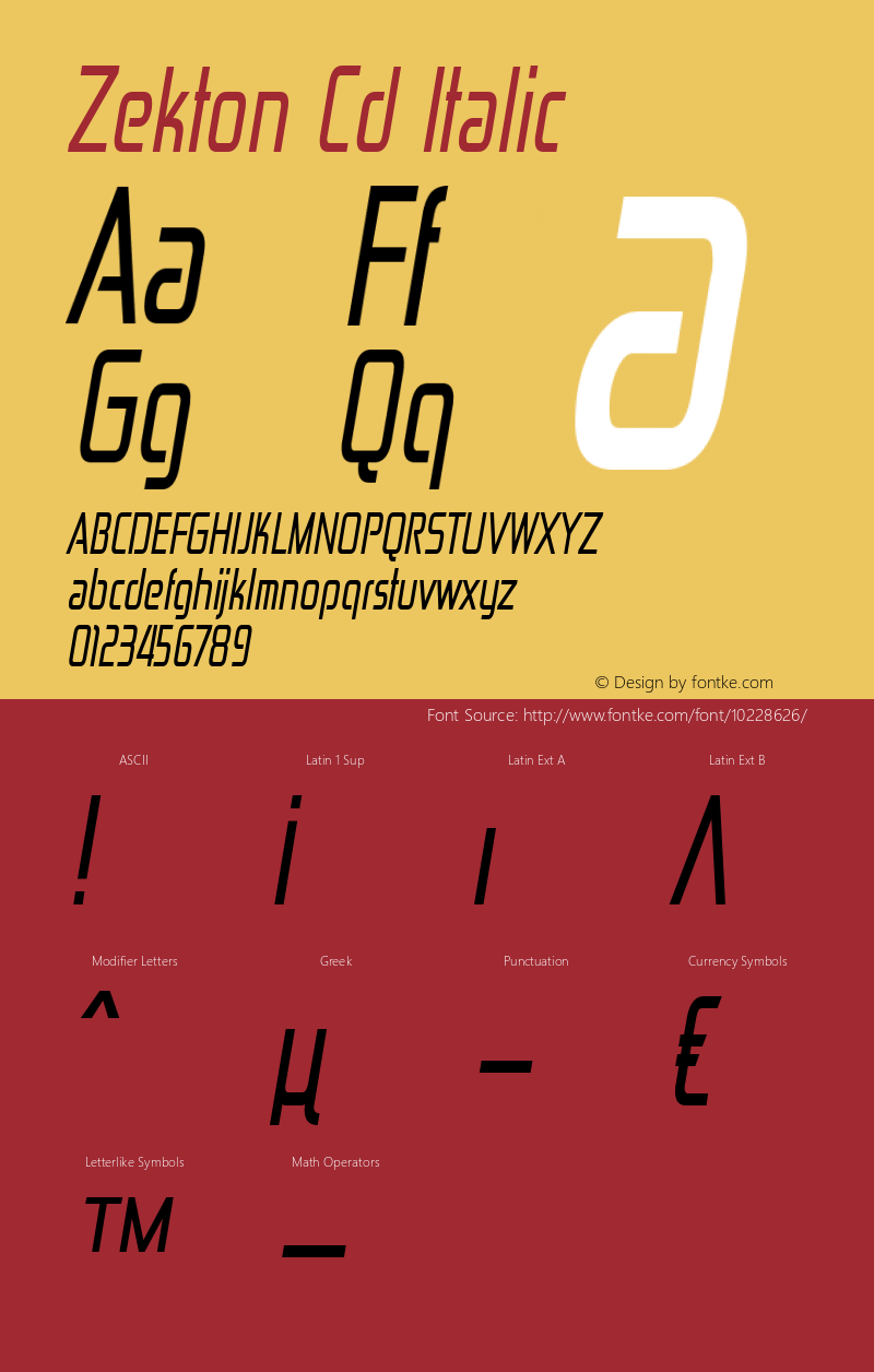 Zekton Cd Italic Version 3.000 Font Sample