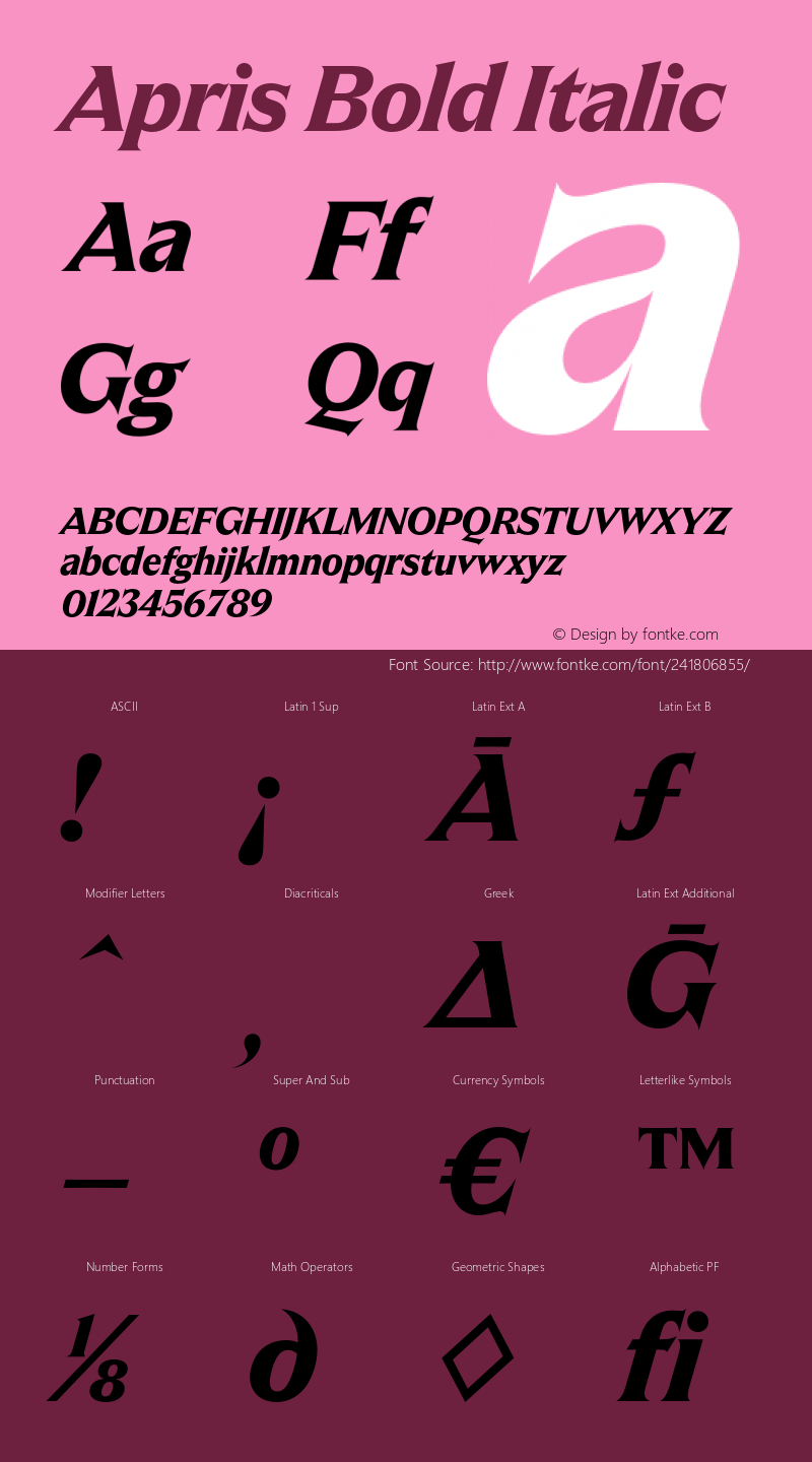 Apris Bold Italic Version 1.001;FEAKit 1.0图片样张