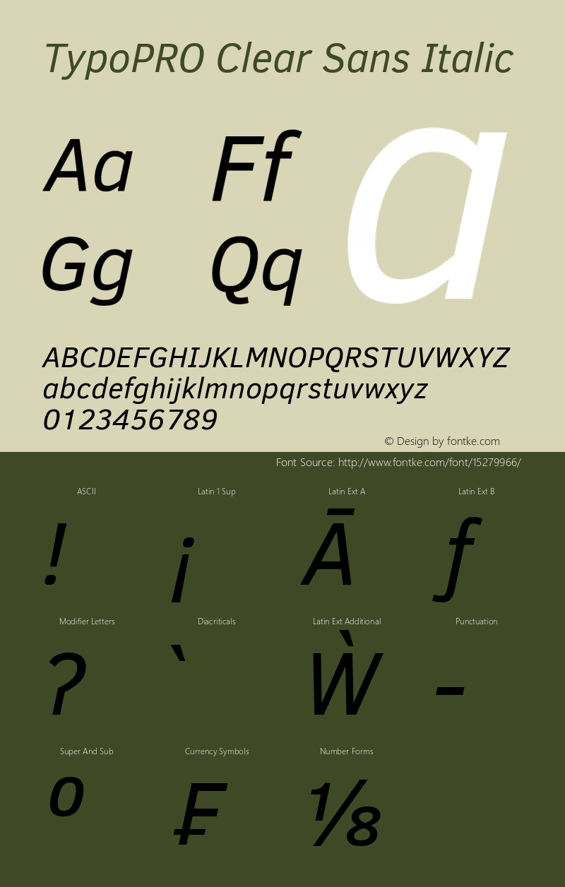 TypoPRO Clear Sans Italic Version 1.00 Font Sample