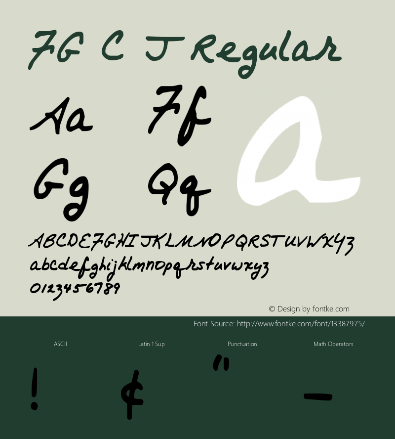 FG C J Regular Version 001.000 Font Sample