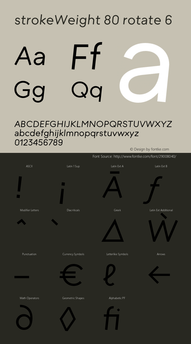 strokeWeight-080rotateR06 Version 1.007 Font Sample