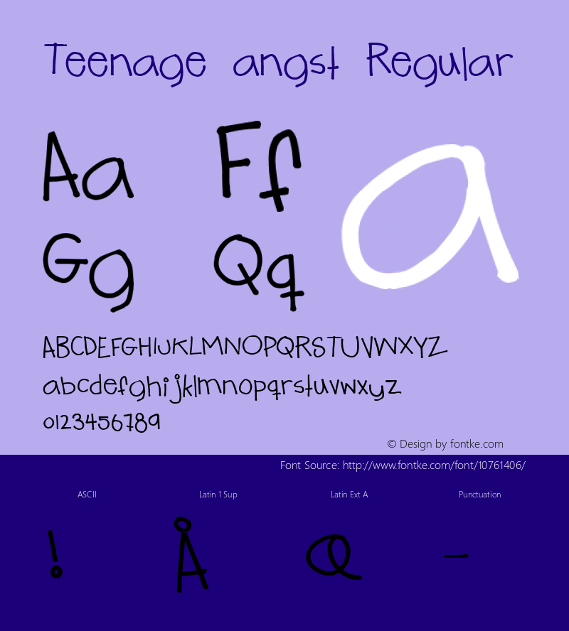 Teenage angst Regular 2 Font Sample