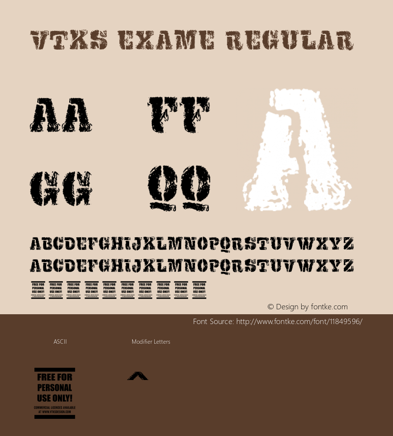 VTKS EXAME Regular Version 1.00 November 5, 2012, initial release Font Sample