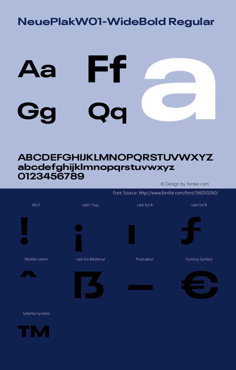 Neue Plak W01 Wide Bold Version 1.00 Font Sample