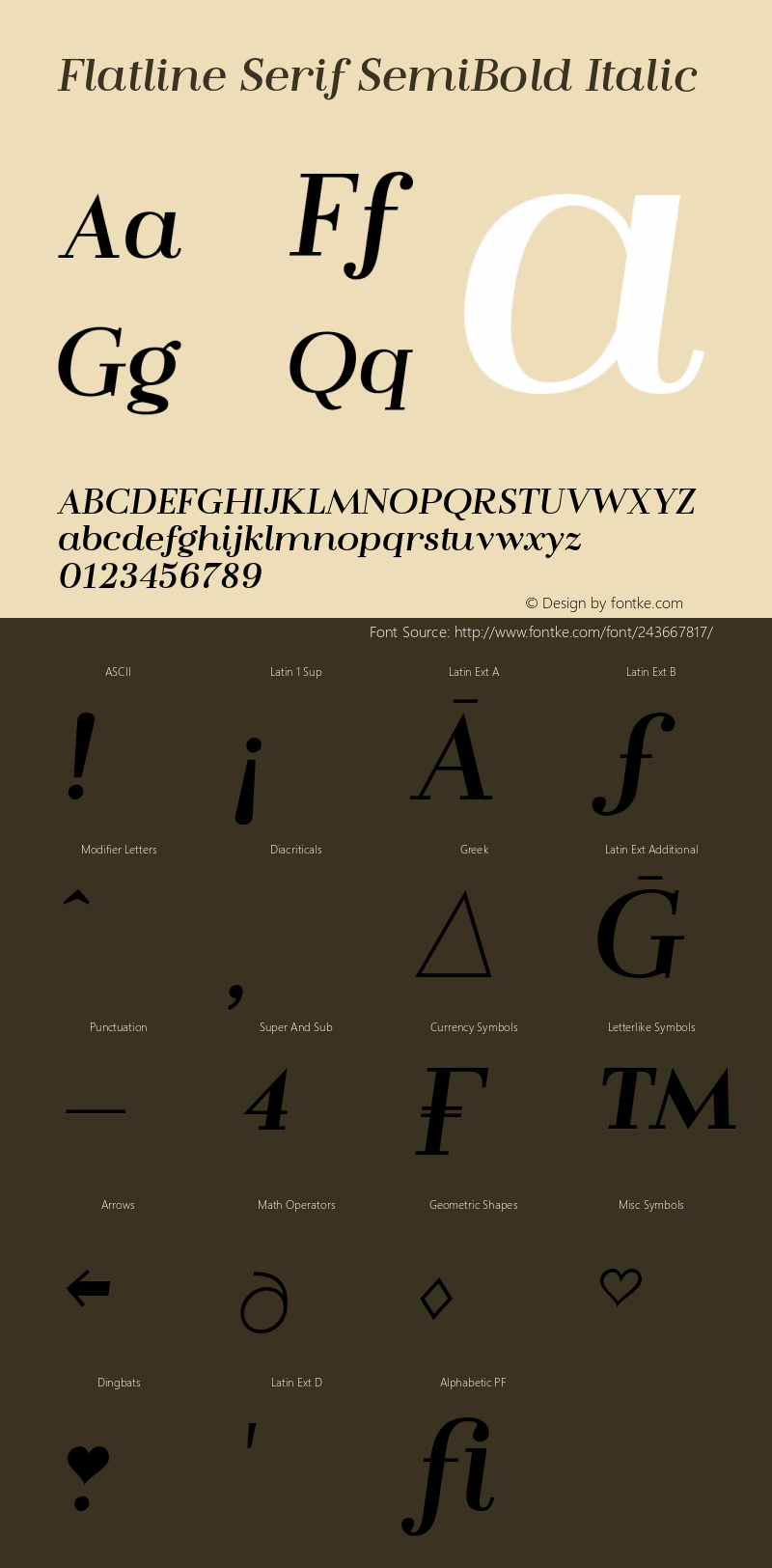 Flatline Serif SemiBold Italic Version 1.000 | FøM Fix图片样张