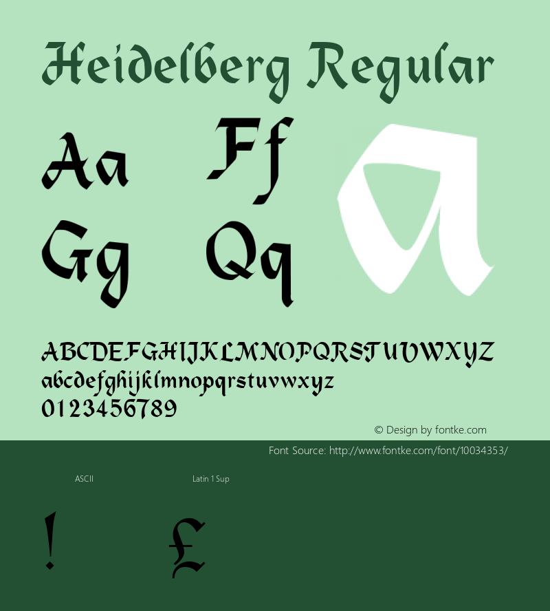 Heidelberg Regular 0.0 Font Sample