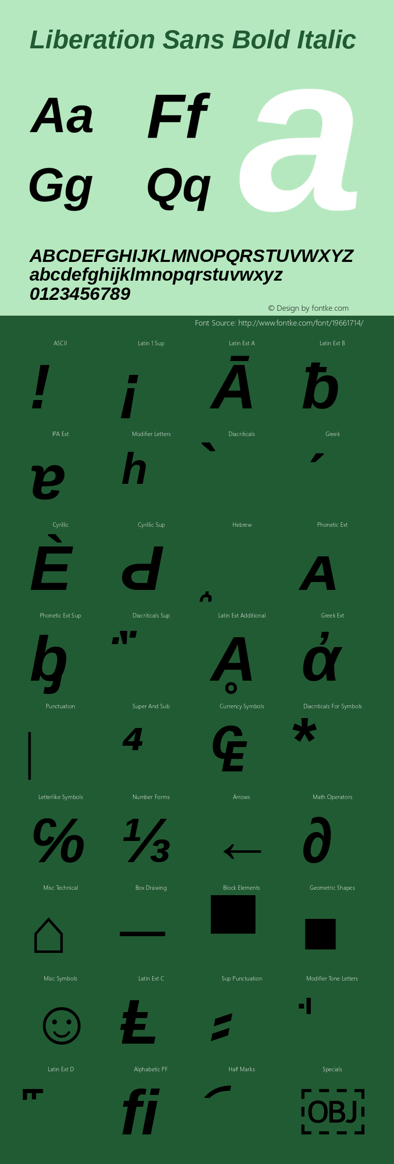 Liberation Sans Bold Italic Version 2.00.3 Font Sample