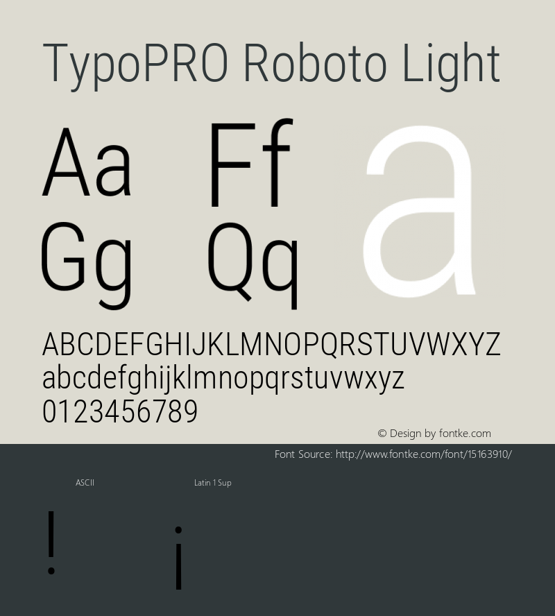 TypoPRO Roboto Light Version 2.001047; 2014 Font Sample