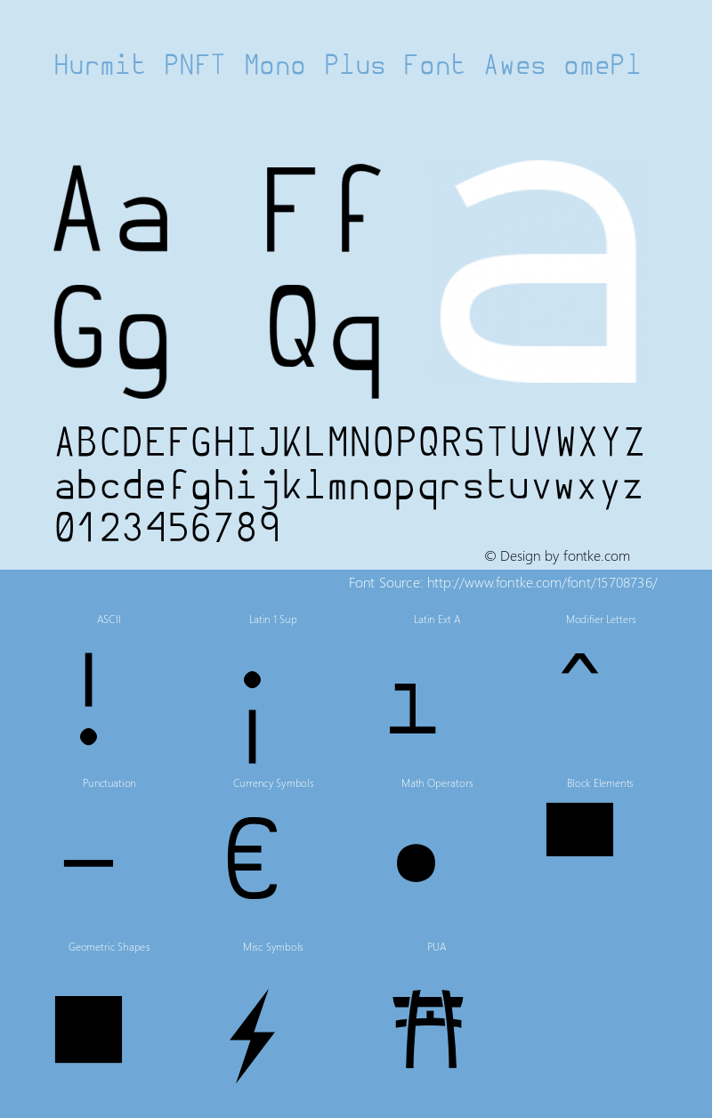 Hurmit PNFT Mono Plus Font Awes omePl Version 1.21;Nerd Fonts 0.5. Font Sample