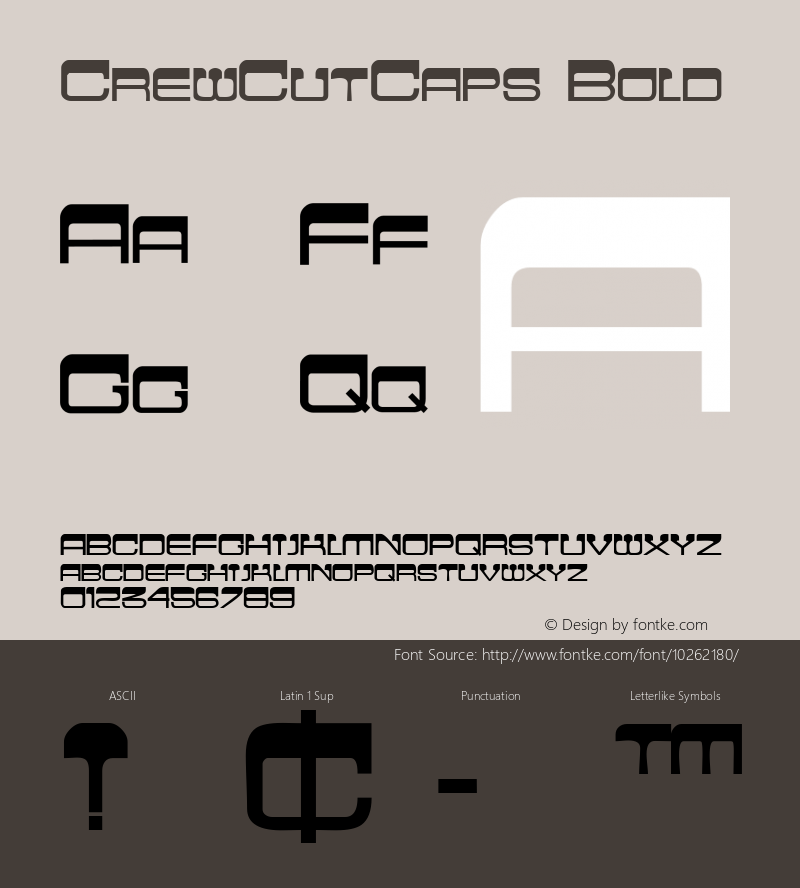 CrewCutCaps Bold Macromedia Fontographer 4.1 6/29/96 Font Sample