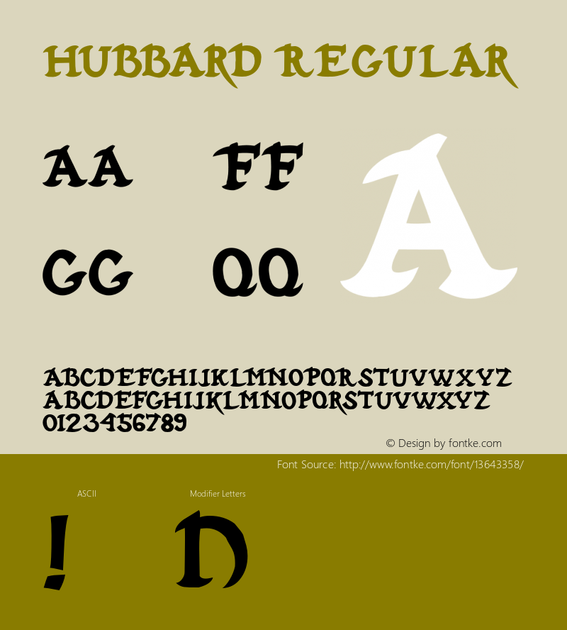 Hubbard Regular 001.001 Font Sample