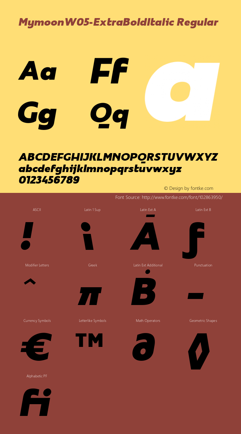 Mymoon W05 ExtraBold Italic Version 1.00 Font Sample