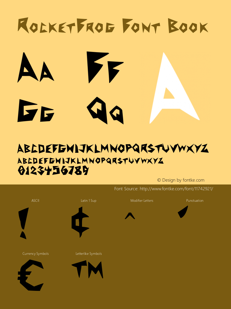 RocketFrog Font Book Version 1.00 July 30, 2012, Font Sample