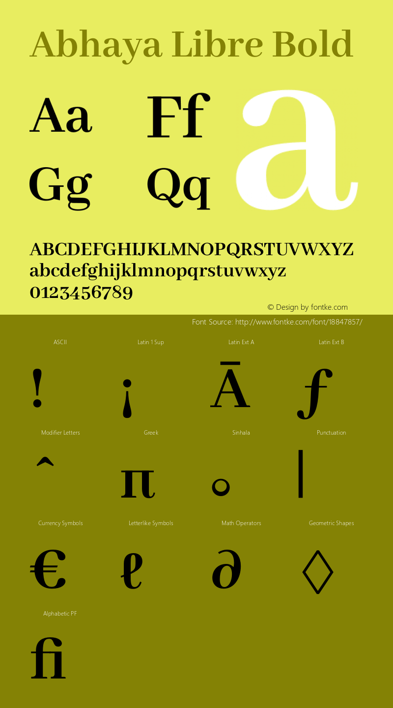 Abhaya Libre Bold Version 1.050;PS 1.0;hotconv 1.0.86;makeotf.lib2.5.63406 Font Sample