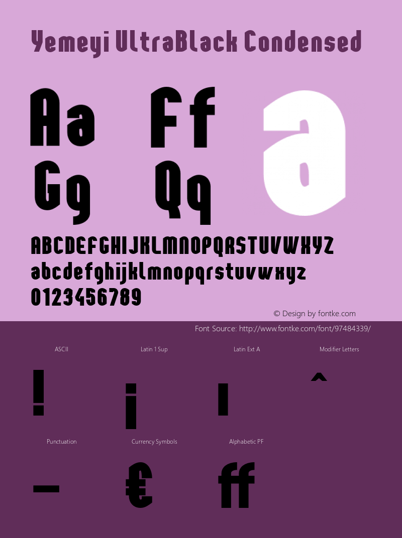 YemeyiUltraBlackCondensed Version 1.0; Jan 2021 by Audry Kitoko Makelele Font Sample