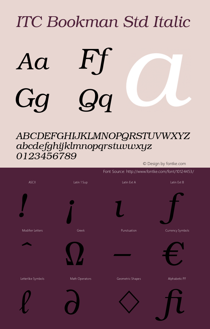 ITC Bookman Std Italic OTF 1.018;PS 003.001;Core 1.0.31;makeotf.lib1.4.1585 Font Sample